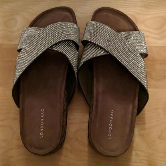 London Rag Gemma Rhinestone Cork Slide Sandal - Picture 3 of 4